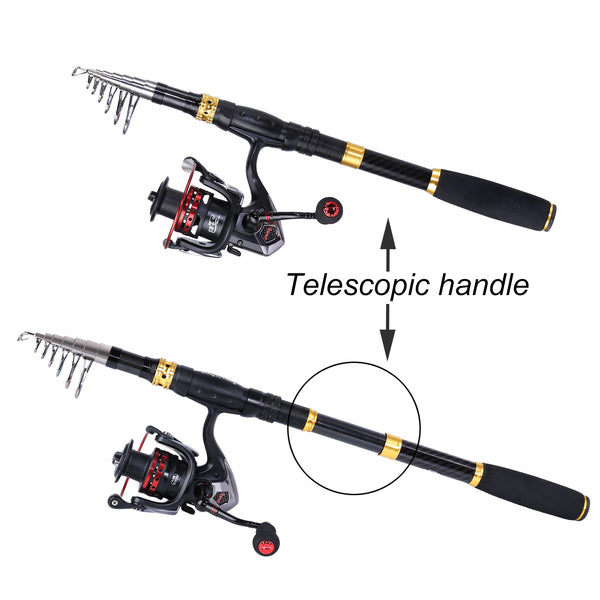Sougayilang Fishing Rod Combos with Telescopic Fishing Pole Spinning Reels  Fishing Carrier Bag for Travel Saltwater Freshwater Fishing