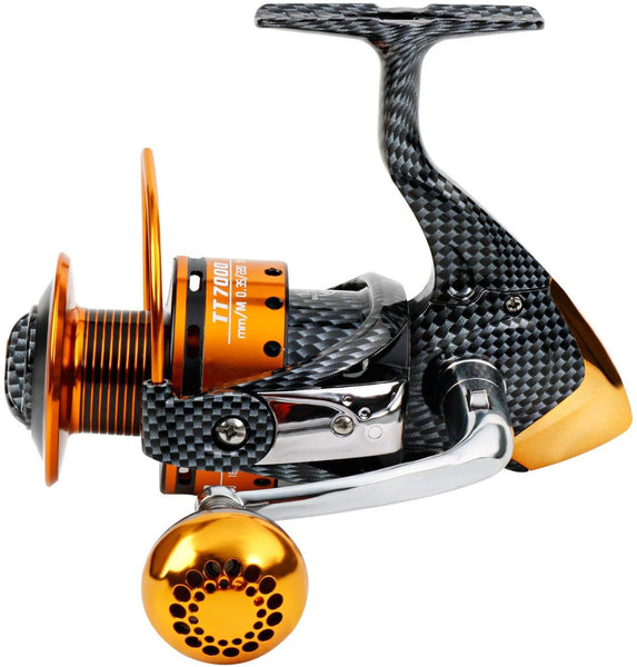 Sougayilang Spinning Reel 12 +1 BB fishing tackle Light Weight Ultra Smooth  Size 2000 Orange fishing reel Perfect for Ultralight/Summer Fishing outdoor  sports