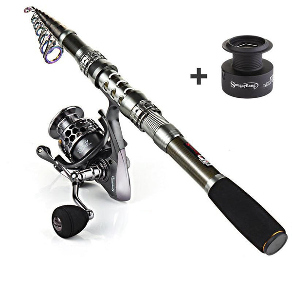 Carbon Fiber Telescopic Fishing Pole With Spinning Reel Fishing
