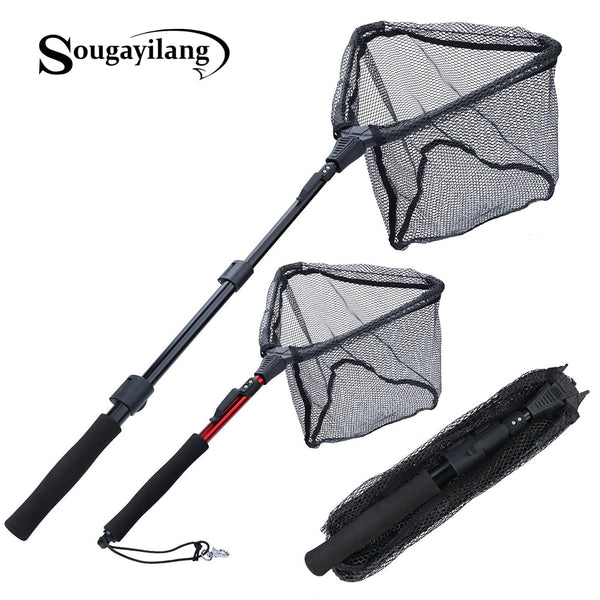 Floating Fishing Net, Triangle Foldable Telescopic Rod Rubber Coated Floating  Fishing Landing Net for Freshwater Saltwater 