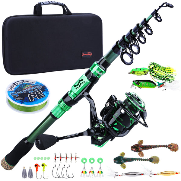 Cheap NEW Telescopic Fishing Rod and Reel Combo Kit Pole Spinning Tackle+Bag  Set