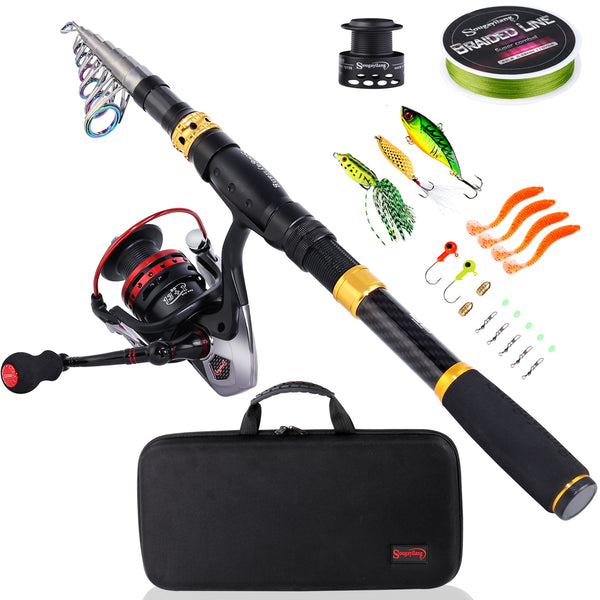 Burning Shark Fishing Rods, 24-Ton Ultra Lightweight Carbon Fiber  Telescopic Fishing Rod, Stainless Steel Guides, Lengthened Hollow  Handle,Travel