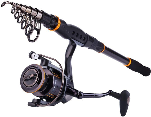 Sougayilang Fishing Rod and Reel Combos - Spinning Portable Telescopic Fishing  Pole Spinning Reels for Travel Saltwater Freshwater Fishing