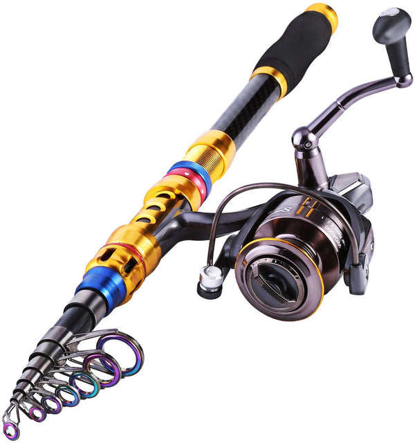 Fishing Rod and Reel Combo, Telescopic Fishing Pole Spinning Reels