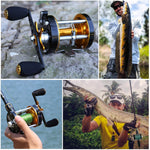  Sougayilang Round Baitcasting Reel Inshore Saltwater Fishing,  Conventional Reel-Reinforced Metal Body for Catfish,Salmon/Steelhead,  Striper Bass Fishing Reel : Sports & Outdoors
