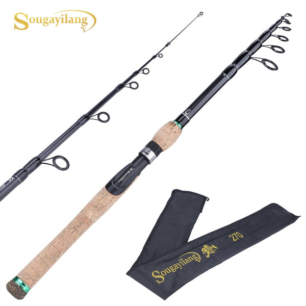 1.8m--2.7m Spinning Casting Rods wooden handle Carbon Fishing Rod Bass  Fishing Tackle Lure Rods Telescopic Fishing pole